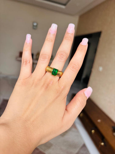 Green Stone Golden Ring